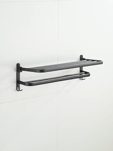 Premium Black Aluminum Towel Bar Wall Mounted Rack Bathroom Shower Hand Towel Holder Kitchen Towel Hanger