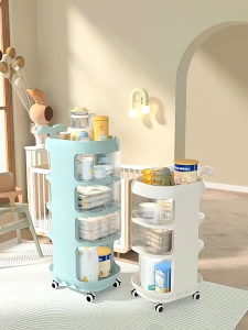 Yeya Shelf Trolley Baby Products Diaper Storage Multi-Layer Transparent Removable Large-Capacity Trolley