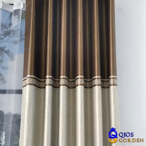 Gorden Jendela & Pintu Kain Blackout Tebal Motif Batik Emas Embosh Model Smokering 6 Gelombang