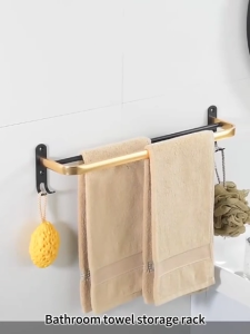 MEIDOO Rak penyimpanan handuk kamar mandi logam aluminium tahan air dan tahan karat tanpa meninju