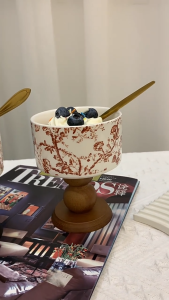 Tier Bunga Keramik Porcelain China Handle Kayu|Vas| Penyimpanan Perhiasan|Rangkaian Lilin Beraroma| Gaya Bunga Coklat Vintage