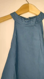 Dress Anak Perempuan Import Jeans Kerah Bulat Polosan Tanpa Lengan Kekinian Fashionable