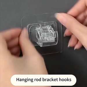 1Pcs Curtain Rod Bracket Adjustable Holder Clamp Punch-free Rod Bracket Adhesive Wall Curtain Fixed Clip Household Hook Clip Stand