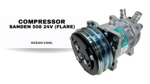 คอมเพรสเซอร์ ซันเด้น 508 R134a หัวเทเปอร์ 24V แท้ COM0214 SANDEN S6698 COMPRESSOR SANDEN 508 24V FLARE R-134a คอมแอร์รถยนต์ คอม