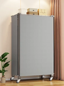 TonyRare - Kệ thép chịu lực 5 tầng xếp gọn có bánh xe và rèm kéo cao cấp Freestanding Metal Iron Shelf