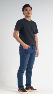ZADEEFA Celana Jeans Panjang pria Bio Stone Biru Spray Slimfit Melar