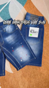 Quần short jean nam XANH vệt trơn chất vải jean co giãn dễ vận động đúng form tôn dáng giá tốt