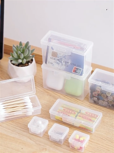 JIYAN2866 Multi-purpose Transparent Storage Box Plastic with Lid Small Thing Container Small ID Card Organizer Storage Case for Storing Jewelry