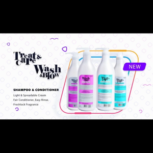 INAURA Treat & Care Wash & Blow Shampoo Conditioner 1000ml Rambut Ketombe Kering Berminyak Rontok Rusak Keratin