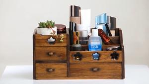 Solid Wood Cosmetics Storage Box Dresser Skin Care Products Storage Box Household Desktop Solid Wood Storage Box