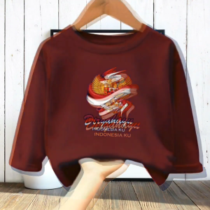 Kaos atasan 17 Agustus lengan panjang Cewek/Cowok usia 1-12 tahun Garuda Merdeka