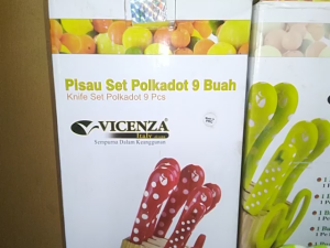 Pisau Set Stainless Steel Polkadot 9buah V-918KP / Vicenza / Stainless Steel
