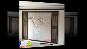 Nền tường phong cách Trung Hoa bình phong gỗ cắt CNC011 - Nội thất lắp ráp Viendong Adv