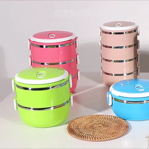 Rantang Susun Polos Berwarna Lunch Box Tepak Kotak Makan Set Camping Piknik Tempat Bekal Lucu Elegan