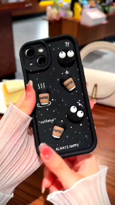 Case Samsung A02S M02S A03S A04 M13 A05 A05S A12 F12 M12 A13 Lite A23 A14 A15 A25 4G 5G Casing Softcase Silikon Doll COFFEE Coal Ball 3D With Protector Camera
