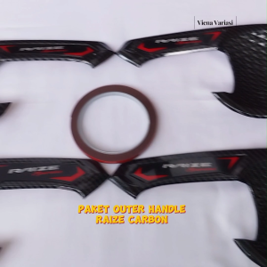 Paket Outer Cover Door Handle Pegangan Pintu Mobil Raize 2021 - 2023 Carbon Glossy