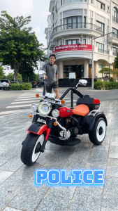 Xe moto điện cảnh sát cho bé xe máy điện trẻ em kiểu cảnh sát có còi hú kiểu dáng dễ thương [Hỏa Tốc HCM]