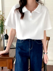 Formal working top Korean short sleeved POLO shirt For women
