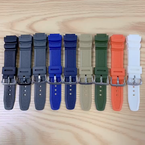 Watch Band Replacement Strap For Casio AE1200 Rubber Strap Watchband for Casio Table W-218H/F-108 Ae1200/1000/1300 Resin Silicone Watch Strap 18mm Calculator Watch Band CA-61W Rubber Sports Belt Wristband Watch Accessories