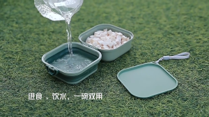 Double Layer Eat and Drink Outdoor Folding Bowl for Pet 宠物户外折叠碗双层饮水进食碗