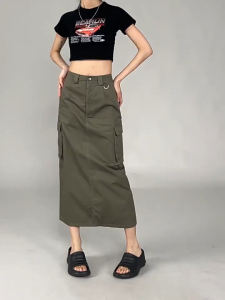 Ginza6 Cargo Skirt A-Line Skirt With Black Slit Womens Wear Bottom Lingerie Lady 1220