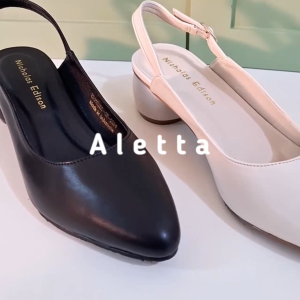 Nicholas Edison Heels Aletta Sepatu Pumps Wanita Slip on Slingback Hak Bulat Terbaru
