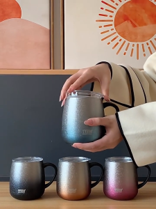 TYESO【TS-8761】473ml SUS304 Stainless Steel Double Wall Vacuum Insulated Coffee Mug with Lid/Thermos Gradient Mug Office Household lightweight/Table Cup