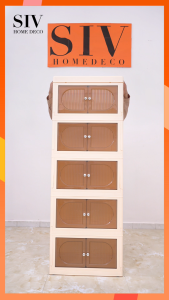 SIV 41-65cm Wide 2/3/4/5 Layers Foldable Multipurpose Double Storage Cabinet Foldable Stackable