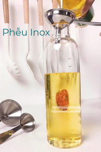 Phễu Rót Nước Rượu xăng dầu thay nhớt bột gia vị nhà bếp chất liệu inox 304 silicon