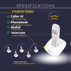 Telepon Wireless Panasonic KX-TG3611 Wireless Phone 2.4Ghz (Putih)