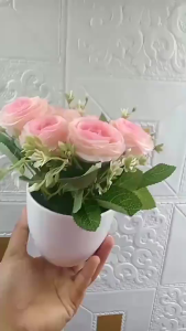 【With pot】Artificial Flower Bonsai Potted Plant Easy to Maintain Photography Props Fake Flower Indoor Decoration Bedroom Living Room Home