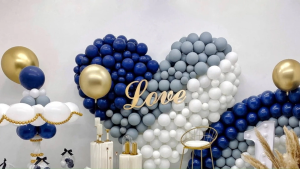 Navy Blue Gold Balloons Arch Kit 102pcs Navy and Gold Confetti White Balloons Arch for Graduation Birthday Party Baby Shower DIY Decoration