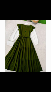 Gamis Anak Tanggung Perempuan Muslim Usia 11-12-13-14-15-16-17 Tahun Dress Korean Style Polos Simpel