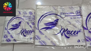 ISI 1 IKAT HD KANTONG PLASTIK KRESEK BENING KACER EKONOMIS UK 15 24 28 ISI +/- 50 LEMBAR 100% ASLI MEREK KACER BERKUALITAS