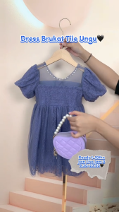 Dress Anak Perempuan Motif Brukat Tile Ungu