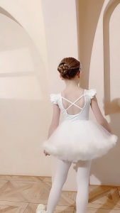 Váy Múa Ba Lê Cộc Tay KIDSBALLET Váy Múa Trắng Rời Lưng Dây Đầm Múa Cho Bé Đầm Múa Ba Lê Đầm Khiêu Vũ Cho Bé