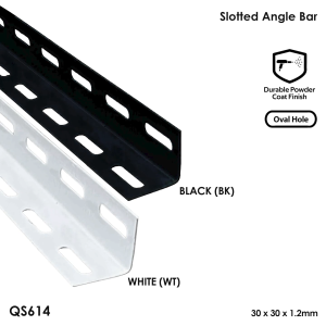 New DIY Storage Shelving System 30x30x1.2mm Oval Hole Steel Angle Bars in Black/White - QS614