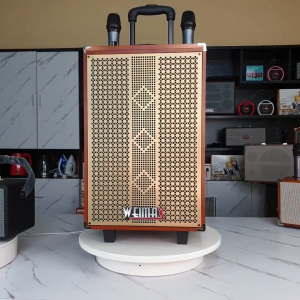 Loa kéo bluetooth Bass 3 tấc di dộng Weimax K-S302 tặng kèm 2 micro không dây âm thanh sống động chỉnh bass treble echo công suất 400w kết nối đa dạng thời gian hoạt động 6-8h