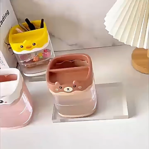 กล่องใส่ปากกา ชั้นเก็บเครื่องเขียน กล่องเก็บเครื่องสำอาง กล่องเก็บของอเนกประสงค์ ลิ้นชักหมุนได้ เก็บเครื่องเขียนและแปรงแต่งหน้า