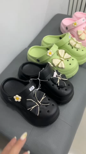 9 รองเท้าแตะหัวโตเปิดส้น พิ้นสูง 6 เซนติเมตร สวมใส่สบาย Size 36-41 รุ่น BE-8627 สี เขียว ดำ ชมพู