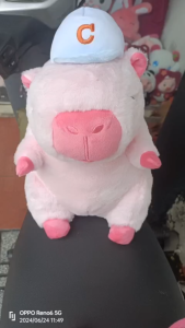 Gấu Bông Capybara Hồng Đeo Balo Bóng Chày Cute Size 20cm - 80cm cute Gấu Bông Chuột Lang Lông Mịn