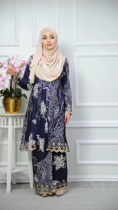 Baju Kebarung Kebaya Kota Bharu Muslimah Labuh Songket Sulam Raya Kenduri Tunang Nikah Kahwin Maroon Navy Blue Rafanda
