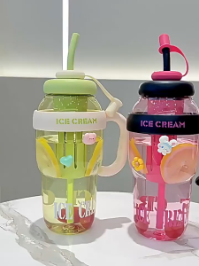 BOTOL TUMBLER INFUSES LUCU KAPASITAS JUMBO 1400ML DENGAN SEDOTAN+POUCH KODE HX 3089
