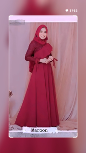 LUCIANA DRESS BRUKAT PLUS MUTIARA PESTA TERBARU MODEL TRENDY DESAIN CANTIK