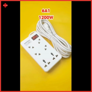 Ổ Cắm 6 Cửa Chéo Lõi Sứ Chống Cháy Sopoka - Chuyên Dùng Cho Phích Cắm To - 2200W - BH 2 Năm