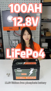 PowMr 12V 100AH LiFePo4 Battery Intelligent BMS Supports up to 4 Units of series-connectable lithium iron phosphate batteries Max 2560W for Off-Grid Solar RV Camper Trolling Motor Home Use