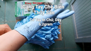 [ Hàng Chính Hãng - Freeship ] Túi 50 Chiếc - Bao Tay Xanh Dày. Găng Tay Nitrile Xanh Không Bột Cao Cấp Kingshrimp 5.5gram.