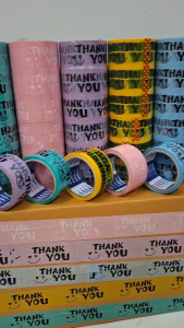6ม้วน เทป thank you สีพาสเทล กว้าง2นิ้ว ยาว45หลา