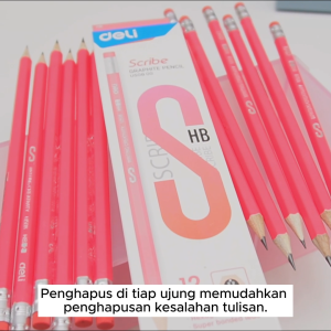 Deli Pensil HB / Graphite Pencil Isi 12 Dengan Penghapus EU50800