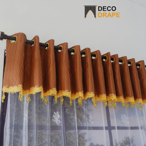 Poni Gorden Atas Pintu Model Terpisah Kain Blackout Mewah 12 Gelombang